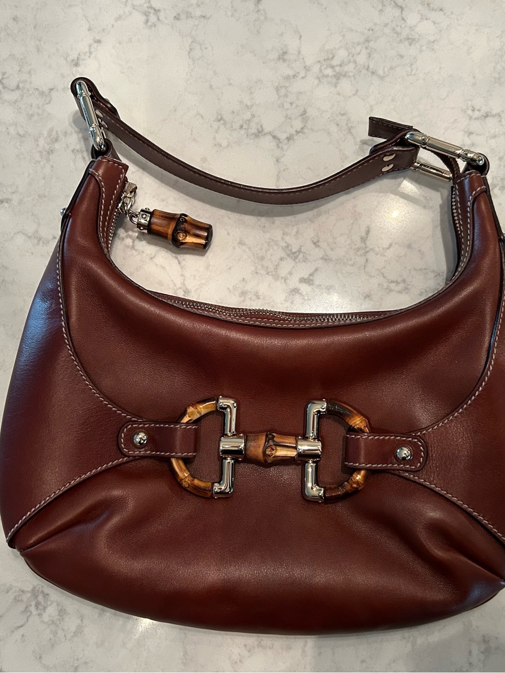Vintage Gucci Brown Leather Amalfi Hobo with Bamboo-Accent Horsebit